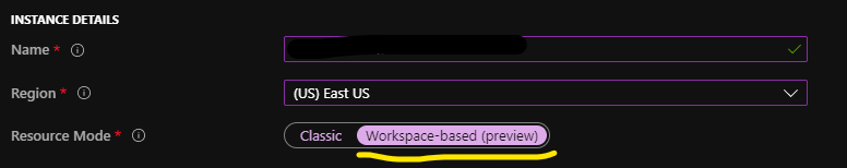 application insights log workspaces