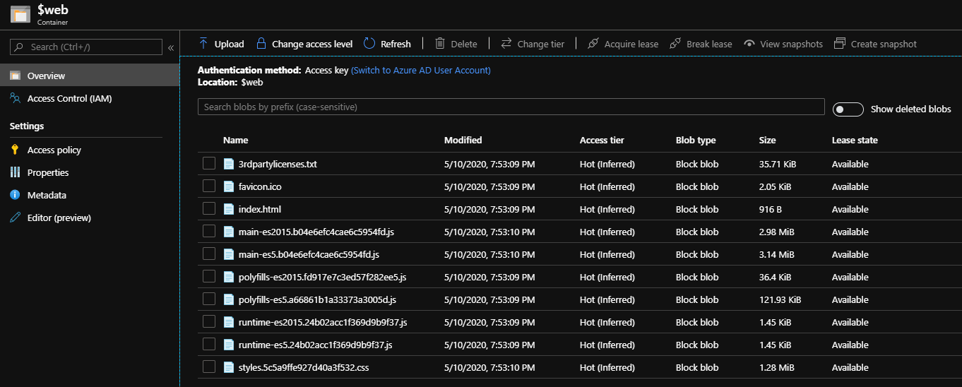 azure storage static website